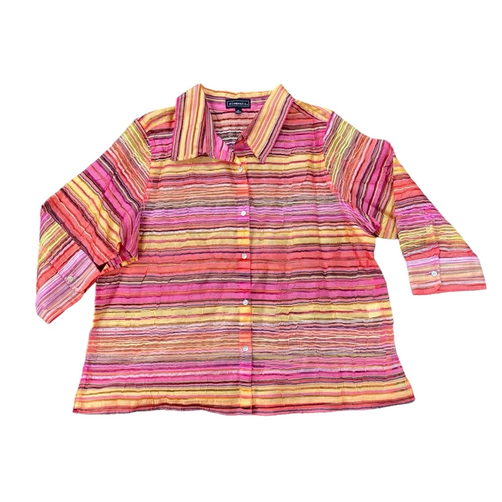 Elementz bright color semi sheer blouse XL